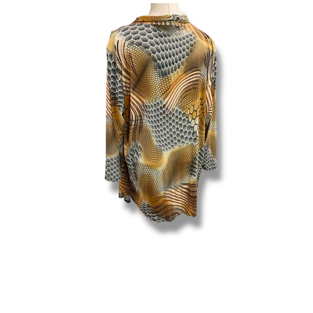 Size 3X LBisse Womens Shirt Pullover Faux Cardigan Abstract Reptile Print - Picture 6 of 7